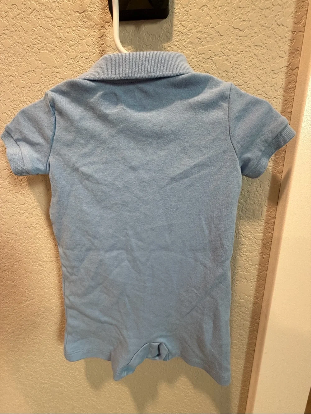 Ralph Lauren Light Blue Polo Romper with Yellow Pony